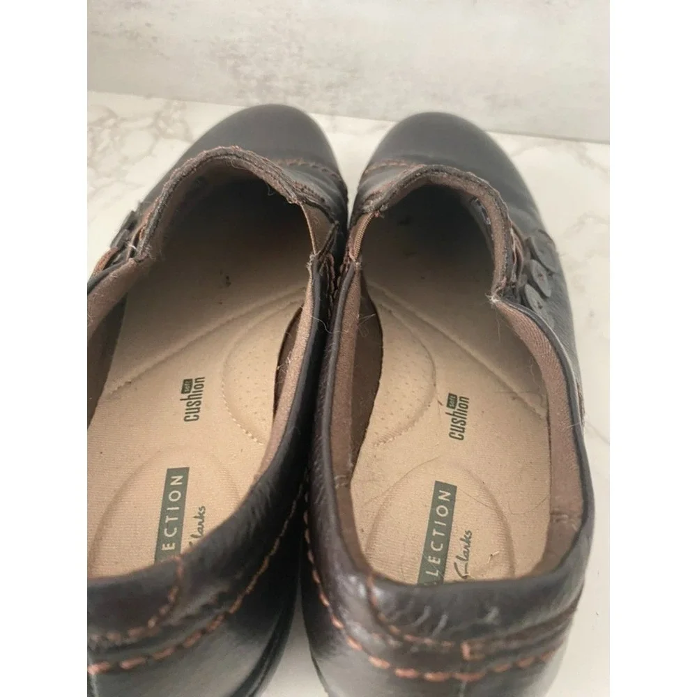 Clarks Ashland Effie Loafer Sz 9.5 Brown Slip On Comfort Driving Everyday